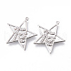 Brass Micro Pave Clear Cubic Zirconia Faith Pendants KK-N232-177P-NF-1