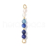 Faceted Round Natural Quartz Crystal & Lapis Lazuli & Kyanite Beaded Connector Charms PALLOY-JF03530-02-1
