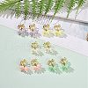 Plastic Flower with Bowknot Dangle Stud Earrings EJEW-JE05129-2