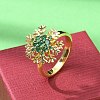Snowflake Rotatable Open Cuff Rings for Women RJEW-R007-01G-2