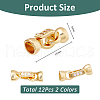 SUPERFINDINGS 12Pcs 2 Colors Brass Micro Pave Clear Cubic Zirconia Fold Over Clasps KK-FH0007-73-2