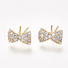 Brass Cubic Zirconia Stud Earring Findings KK-S350-382-1