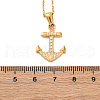 304 Stainless Steel Crystal Rhinestone Anchor Pendant Necklaces NJEW-Z057-01C-G-5