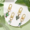 Cactus Alloy Enamel Pendant Decorations HJEW-JM02887-1