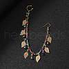 Alloy Colorful Rhinestone Clip on Nose Rings with Leaf Tassel Chain to Dangle Earrings FS-WGA18AA-04-1