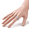 4Pcs 4 Color Glass & Brass Braided Bead Finger Rings Set RJEW-TA00064-3