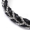 Black Braided Leather Cord Bracelets BJEW-A009-06P-2