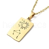 Rectangle with Twelve Constellations Pendant Necklaces NJEW-D069-01G-07-3