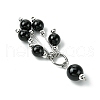 Natural Black Onyx(Dyed & Heated) Round Tassel Big Pendants PALLOY-JF03281-02-4