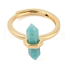 Double Pointed Hexagonal Prism Natural Amazonite Adjustable Rings for Women RJEW-G327-01G-08-2