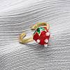 Brass Enamel Open Cuff Rings for Women RJEW-U057-19A-G-1