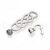 925 Sterling Silver Micro Pave Clear Cubic Zirconia Fold Over Clasps STER-T008-148P-2