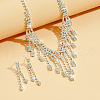 Rectangle & Rhombus Tassel Alloy Rhinestone Pendant Necklaces & Stud Earrings Sets FS-WG10B2D-01-2