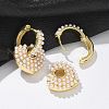 Rack Plating Brass Heart Dangle Hoop Earrings with ABS Imitation Pearl Beaded EJEW-R152-06G-3