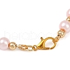 Glass Pearl Round Beaded Link Bracelets for Women BJEW-JB11975-01-5
