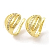 Brass Micro Pave Clear Cubic Zirconia Cuff Earrings for Women EJEW-I305-33G-1