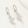 925 Sterling Silver Dangle Hoop Earrings SZ8855-1-2