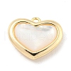 Brass Pave Shell Heart Charms KK-L211-016G-1