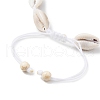 Natural Shell Braided Bead Anklet with Synthetic Turquoise Beads AJEW-AN00561-03-3