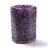 Resin with Natural Amethyst Chip Stones Pen Holder DJEW-F015-02B-1