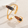 Oval Natural Agate Cuff Bangle & Ring Sets for Women KS8152-5