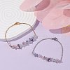 2Pcs 2 Color Natural Fluorite Chip Beaded Link Bracelets Set with 304 Stainless Steel Cable Chains BJEW-JB07914-02-2