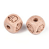 Engraved Beech Wood Beads WOOD-N015-08D-2