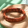 Sqaure Natural Red Jasper Beads Stretch Bracelets for Women Men BJEW-C097-06S-2