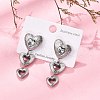 Heart 304 Stainless Steel Clear Cubic Zirconia  Dangle Stud Earrings EJEW-D319-17P-3