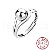 Round Rhodium Plated 925 Sterling Silver Adjustable Rings FS-WG2BA4F-01-5