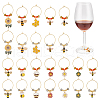 24Pcs 12 Style Alloy Enamel with Rhinestone Pendant & Brass Ring Wine Glass Charms AJEW-AB00054-1