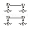 316L Surgical Stainless Steel Heart Wings Nipple Rings WG4E032-01-1