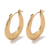 Texture Oval 201 Stainless Steel Half Hoop Earrings for Women EJEW-G385-10G-1