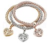 3Pcs Alloy Rhinestone Charm Bracelets WGE2207-01-4