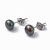 Mother's Day Jewellery Natural Pearl Ear Studs EJEW-P223-01C-P01-1