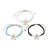3Pcs 3 Colors Adjustable Natural Cowrie Shell Beaded Braided Anklets AJEW-AN00686-2