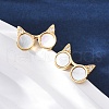Cat Ear Glasses Brass Micro Pave Clear Cubic Zirconia Stud Earrings KK-D363-17G-1