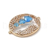 Brass Micro Pave Clear Cubic Zirconia and Glass Oval Connector Charms KK-I276-31G-B-3