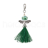 Angel Handmade Flower Printed Porcelain & Polycotton Tassel Pendant Decorations HJEW-JM03299-4