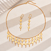 Vintage Brass Double Layer Gold Coin Tassel Necklaces & Dangle Earrings Sets for Women TB7513-5