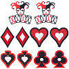 10Pcs 5 Style Playing Card Theme Embroidered Polyester Cloth Patches PATC-FG0001-43-1