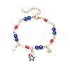 Independence Day Natural Dyed Yellow Jade Gemstone Round Beads & Glass Seed Beads Bracelets BJEW-MZ00180-02-2
