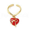 Brass Enamel Open Cuff Rings for Women RJEW-U057-14A-G-4