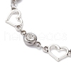 Alloy Heart Link Bracelet with Clear Cubic Zirconia BJEW-JB10169-3