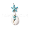 4Pcs 4 Styles Natural Cowrie Shell & Starfish Dyed Synthetic Turquoise Pendants PALLOY-JF03934-01-3
