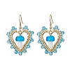 Heart with Mushroom Handmade Lampwork Dangle Earrings EJEW-MZ00450-03-2