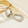 Retro Shiny Brass Clear Cubic Zirconia Trapezoid Hoop Earrings LY2718-2-1