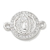 Rack Plating Brass Micro Pave Clear Cubic Zirconia Religion Virgin Mary Connector Charms X-KK-L224-094P-05-1