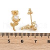 Flower Brass Plastic Pearl Stud Earrings EJEW-U059-06G-3