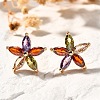 Brass Micro Pave Cubic Zirconia Stud Earrings EJEW-R018-10G-04-1